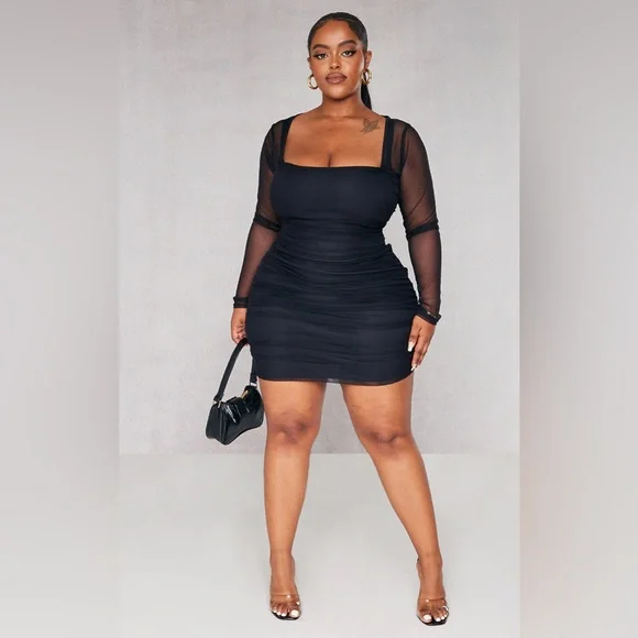 PrettyLittleThing Dresses Prettylittlething Plus Black Mesh